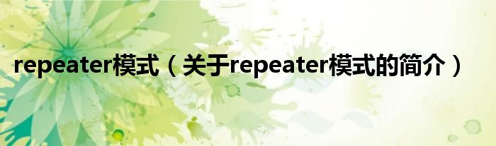 repeater模式（關(guān)于repeater模式的簡介）