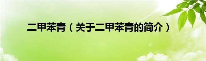 二甲苯青（關(guān)于二甲苯青的簡介）