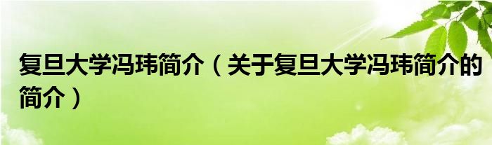 復旦大學馮瑋簡介（關于復旦大學馮瑋簡介的簡介）