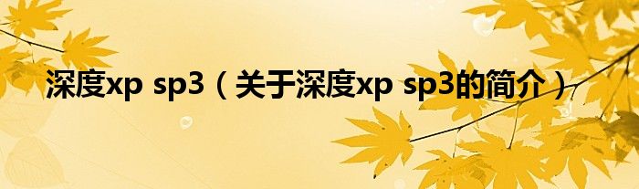 深度xp sp3（關(guān)于深度xp sp3的簡(jiǎn)介）