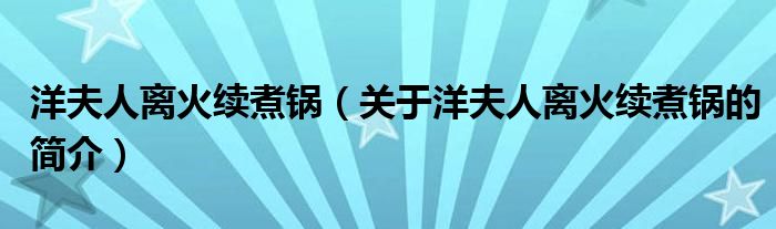 洋夫人離火續(xù)煮鍋（關(guān)于洋夫人離火續(xù)煮鍋的簡(jiǎn)介）