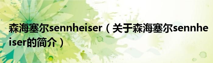 森海塞爾sennheiser（關(guān)于森海塞爾sennheiser的簡(jiǎn)介）