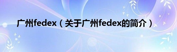 廣州fedex（關(guān)于廣州fedex的簡介）