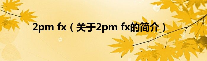 2pm fx（關(guān)于2pm fx的簡介）