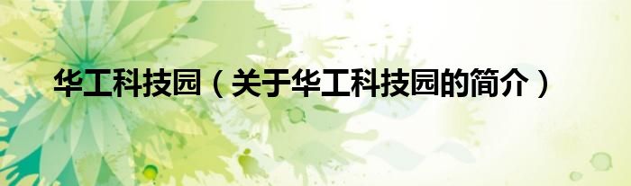 華工科技園（關(guān)于華工科技園的簡(jiǎn)介）