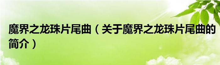 魔界之龍珠片尾曲（關(guān)于魔界之龍珠片尾曲的簡(jiǎn)介）