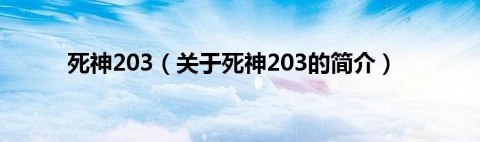 死神203（關(guān)于死神203的簡(jiǎn)介）