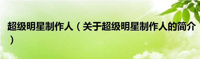 超級(jí)明星制作人（關(guān)于超級(jí)明星制作人的簡(jiǎn)介）