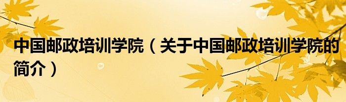 中國郵政培訓學院（關(guān)于中國郵政培訓學院的簡介）