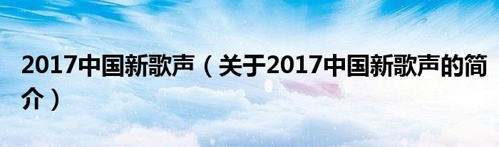 2017中國新歌聲（關于2017中國新歌聲的簡介）