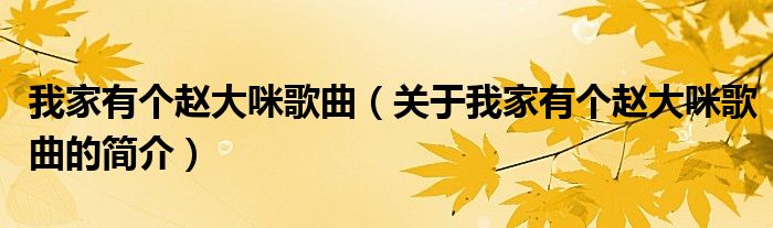 我家有個(gè)趙大咪歌曲（關(guān)于我家有個(gè)趙大咪歌曲的簡介）