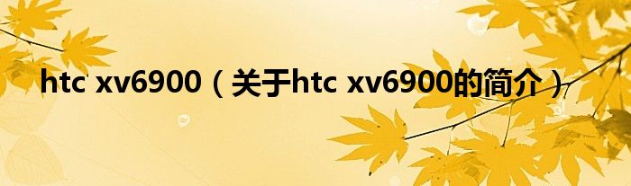 htc xv6900（關于htc xv6900的簡介）