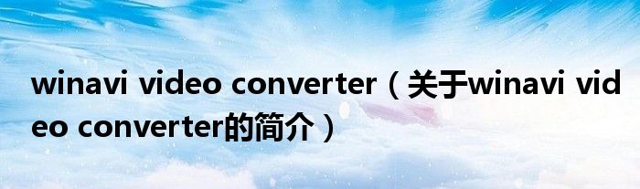 winavi video converter（關(guān)于winavi video converter的簡介）