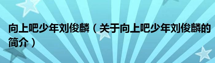 向上吧少年劉俊麟（關(guān)于向上吧少年劉俊麟的簡介）