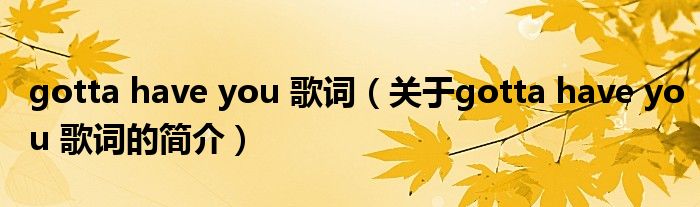 gotta have you 歌詞（關(guān)于gotta have you 歌詞的簡(jiǎn)介）