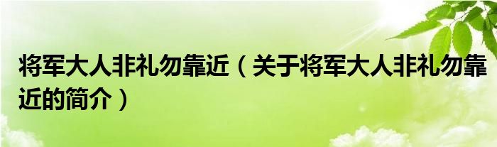 將軍大人非禮勿靠近（關(guān)于將軍大人非禮勿靠近的簡介）