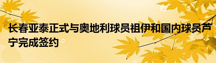 長(zhǎng)春亞泰正式與奧地利球員祖伊和國(guó)內(nèi)球員蘆寧完成簽約