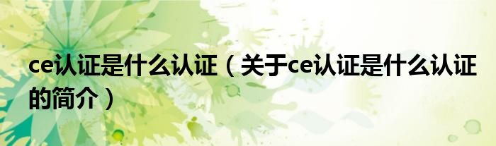 ce認(rèn)證是什么認(rèn)證（關(guān)于ce認(rèn)證是什么認(rèn)證的簡介）