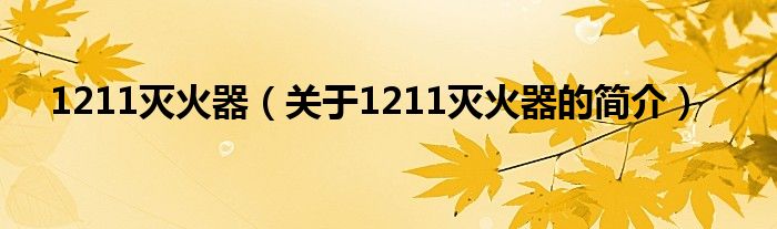 1211滅火器（關(guān)于1211滅火器的簡(jiǎn)介）