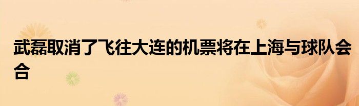 武磊取消了飛往大連的機票將在上海與球隊會合