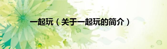 一起玩（關(guān)于一起玩的簡(jiǎn)介）