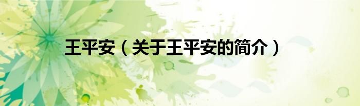 王平安（關(guān)于王平安的簡(jiǎn)介）