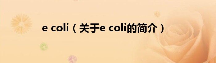 e coli（關(guān)于e coli的簡介）