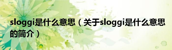 sloggi是什么意思（關(guān)于sloggi是什么意思的簡介）