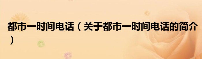 都市一時(shí)間電話（關(guān)于都市一時(shí)間電話的簡介）