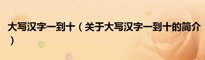 大寫漢字一到十（關(guān)于大寫漢字一到十的簡介）