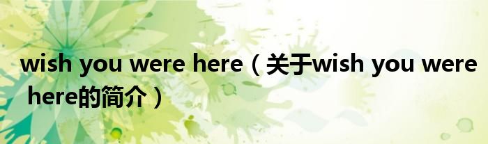 wish you were here（關(guān)于wish you were here的簡(jiǎn)介）