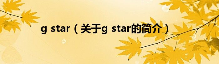 g star（關于g star的簡介）