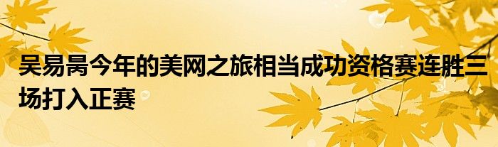 吳易昺今年的美網(wǎng)之旅相當成功資格賽連勝三場打入正賽