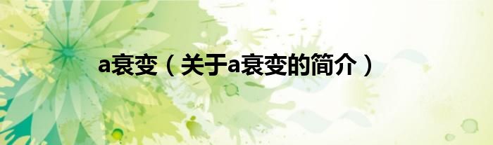 a衰變（關(guān)于a衰變的簡(jiǎn)介）