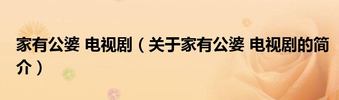 家有公婆 電視?。P于家有公婆 電視劇的簡介）