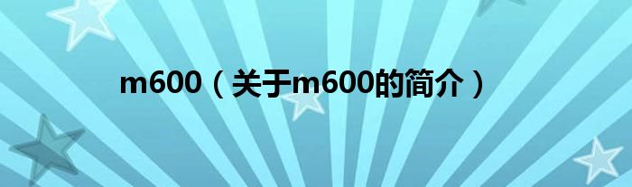 m600（關(guān)于m600的簡(jiǎn)介）