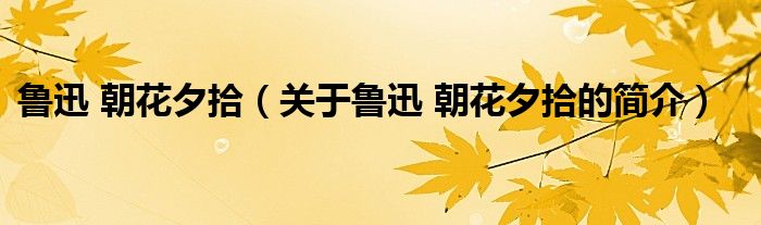 魯迅 朝花夕拾（關(guān)于魯迅 朝花夕拾的簡介）