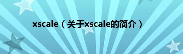 xscale（關于xscale的簡介）