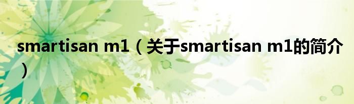 smartisan m1（關(guān)于smartisan m1的簡介）