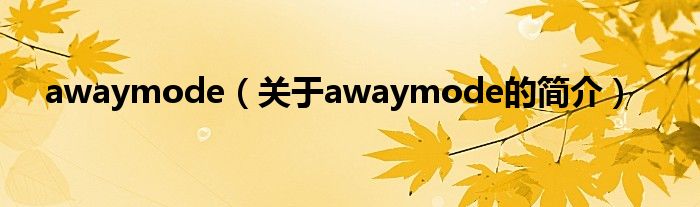 awaymode（關于awaymode的簡介）