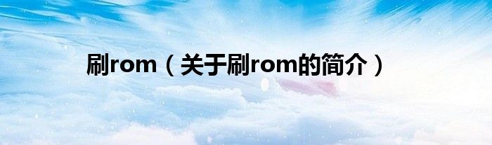 刷rom（關(guān)于刷rom的簡(jiǎn)介）