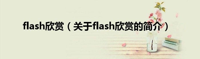 flash欣賞（關(guān)于flash欣賞的簡(jiǎn)介）