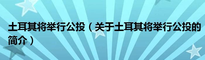 土耳其將舉行公投（關(guān)于土耳其將舉行公投的簡(jiǎn)介）