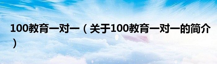 100教育一對一（關于100教育一對一的簡介）