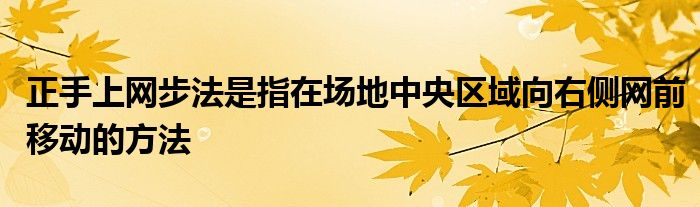 正手上網(wǎng)步法是指在場地中央?yún)^(qū)域向右側(cè)網(wǎng)前移動(dòng)的方法