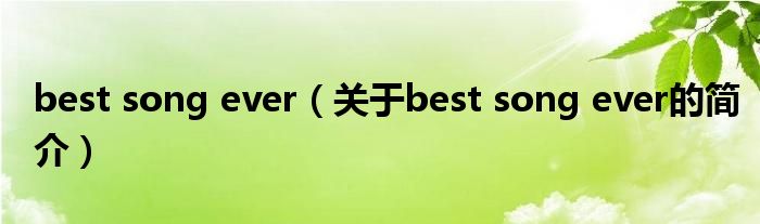 best song ever（關于best song ever的簡介）