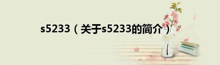 s5233（關(guān)于s5233的簡(jiǎn)介）