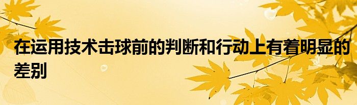 在運用技術擊球前的判斷和行動上有著明顯的差別