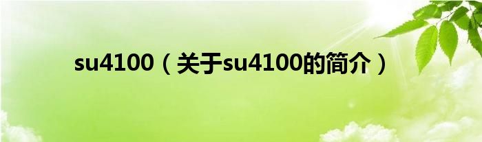 su4100（關于su4100的簡介）