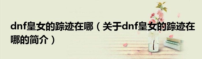 dnf皇女的蹤跡在哪（關(guān)于dnf皇女的蹤跡在哪的簡介）